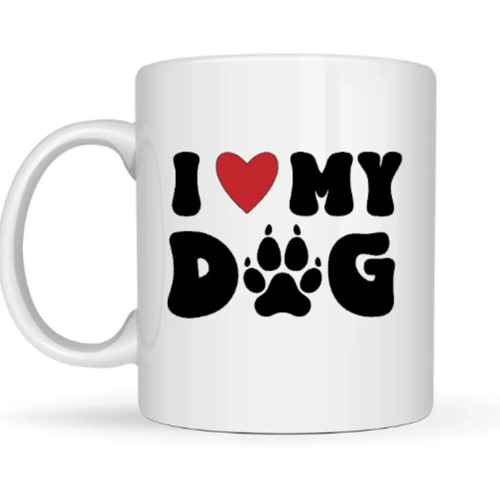 I ❤️ My Dog Mug – 15oz All-White Ceramic, Custom Curated